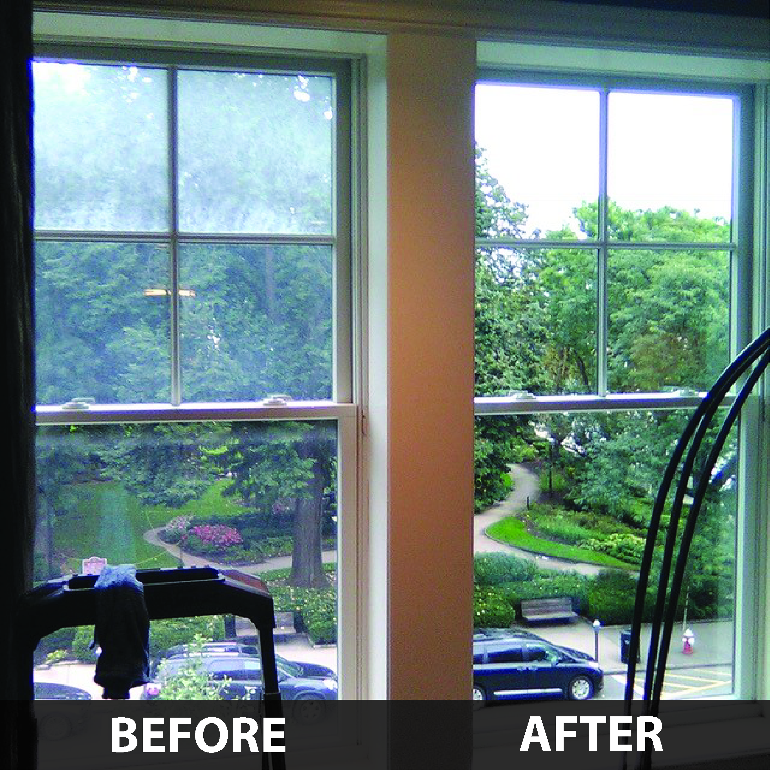 Before and After Photos Showing the Effect of Cleaning Windows